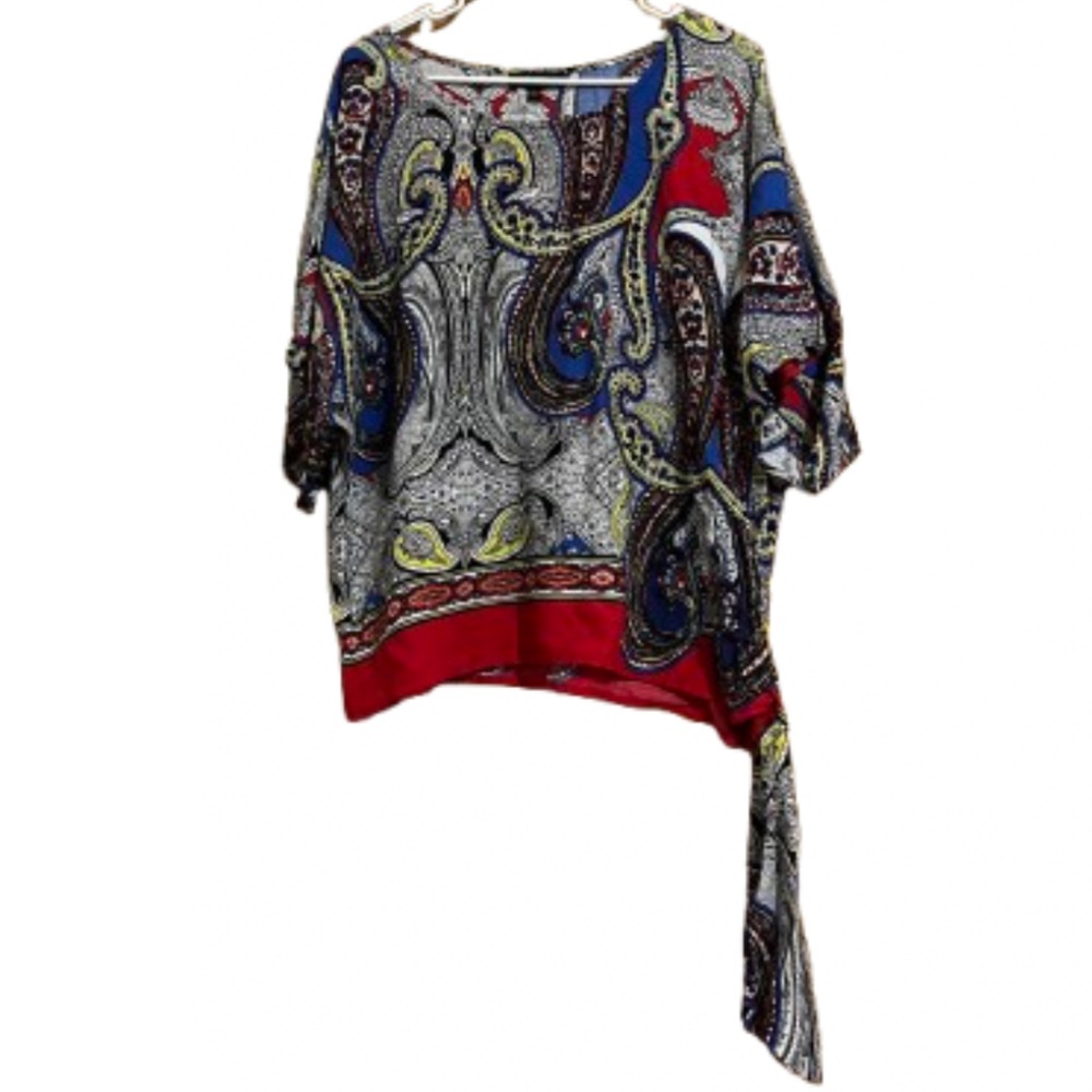 Melissa Paige Women Vibrant Multi Paisley Print Casual Blouse Sz-L